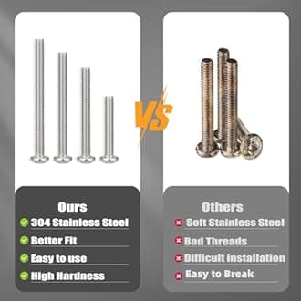 351Pcs Machine Screws Nuts and Bolts Assortment Kit, 6-32#8-32#10-24 Phillips Pan Head Assorted 304 Stainless Steel Bolts Nuts Flat Washers Bolts with Case