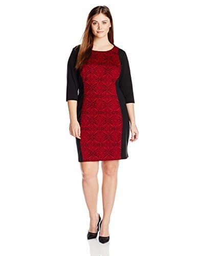 AGB Women's Plus-Size Print-Blocking Sheath Dress