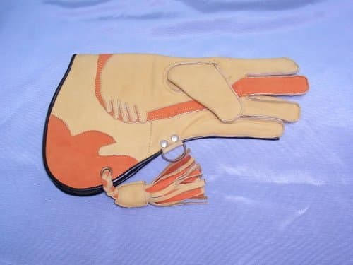 Triple Skinned Falconry glove (Premier range) extra large size (mustard and orange)