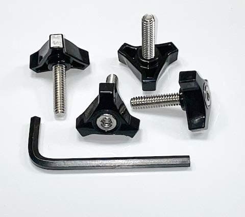 1/4"-20 x 1" Three Prong Clamping Thumb Screw Stainless Steel Standard Coarse Plastic Knob Thumbscrew Stud 1" - Built in USA - Pack of (4)