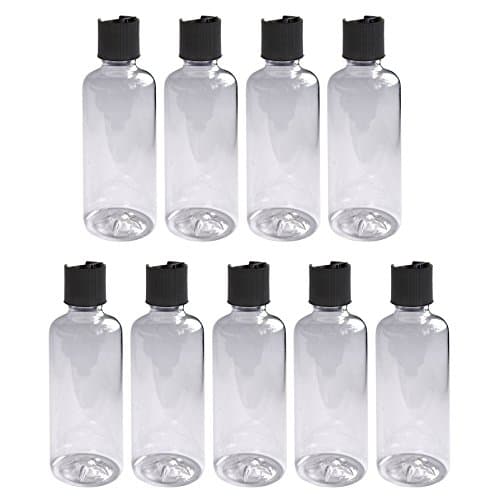 Maker Supply 9 Pack Clear Empty 8 oz Food Grade BPA-Free Plastic Bottles with Dispensing Disc-top caps lids Bulk Set