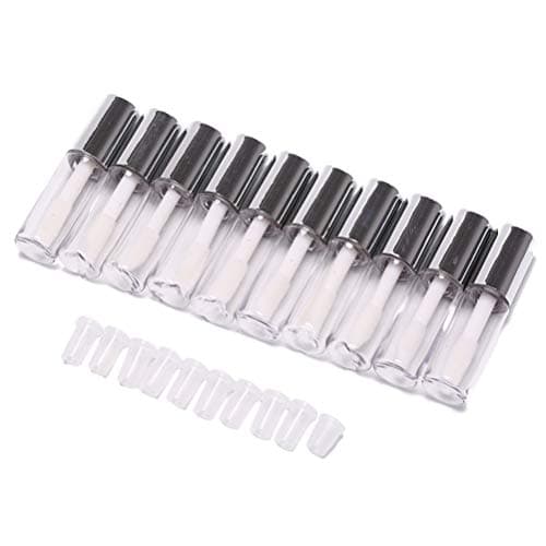 10 Pcs 1.2ml Empty Clear Lip Gloss Tubes Sample Containers for Lipstick Samples,Lip Balms Mini Refillable Travel Empty Lipgloss Gloss Bottle Tube Vials Containers Mini DIY Makeup,Silver