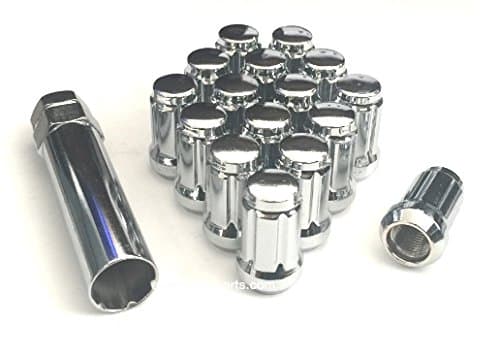 7/16 Chrome Spline Drive Tuner Lug Nuts Small Diameter Wheel Locks with Key (7/16-20 Thread Size) (20)