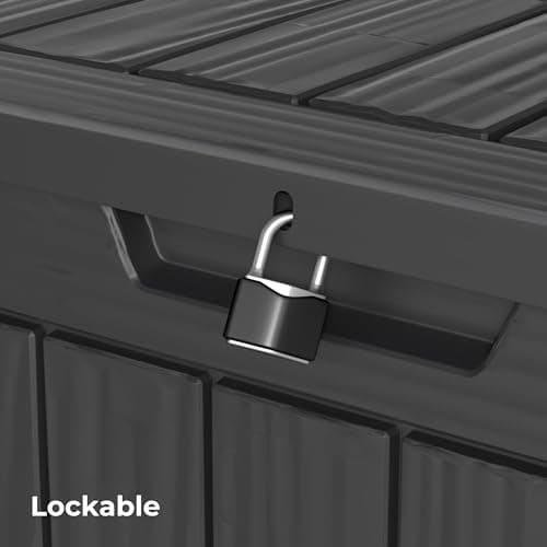 Outdoor Storage Box 30GAL Waterproof Resin Deck Box,UV-Resistant Lockable Package Delivery Bin for Garden Tools,Patio Outside Cushions,Pool Accessories Supplies,Chest,Furniture,Black