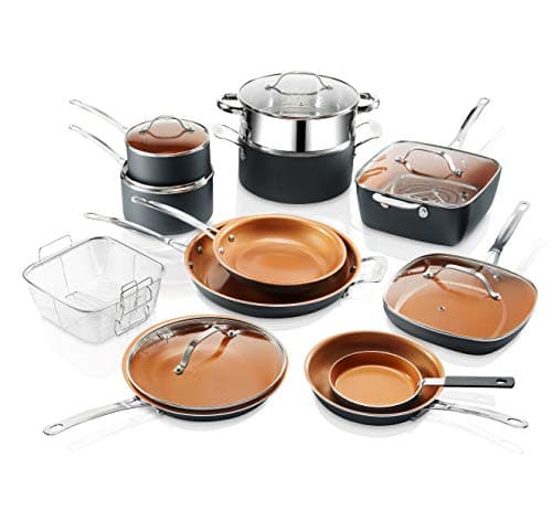 GOTHAM STEELUltimate Chef 20 Piece Nonstick Complete Cookware Set – – includes, Skillets, Stock Pots, Frying Basket, Egg Pan, Steamer Rack and More Dishwasher and Oven Safe