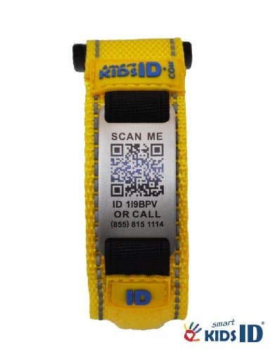 SmartKidsID Wearable Child ID Bracelet Using QR Code - No Engraving Necessary! Unlimited Editing! (Small, Yellow)