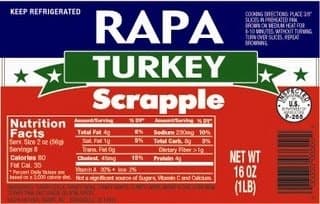RAPA Turkey Scrapple 1 Lb. (6 Pack)