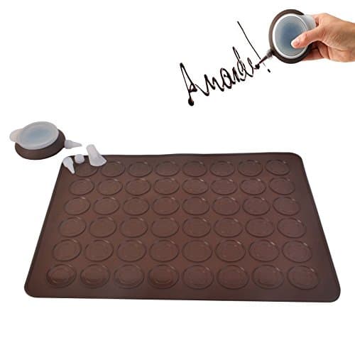 Baking Mats Large Non-Stick 48 Cycle Silicone Macaron Macaroon Pastry Cake Baking Mat+Decoration Pen Bakeware Sets Butter Baking Tool Sheet Mold Kit (1)