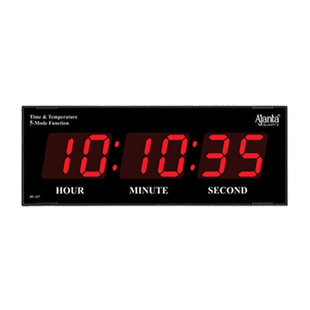 Ajanta Quartz Digital Wall Clock – Red LED Display, 36 x 14 cm | Stylish Plastic Frame | Accurate Quartz Timekeeping | Ideal for Home, Office, Kitchen & Living Room