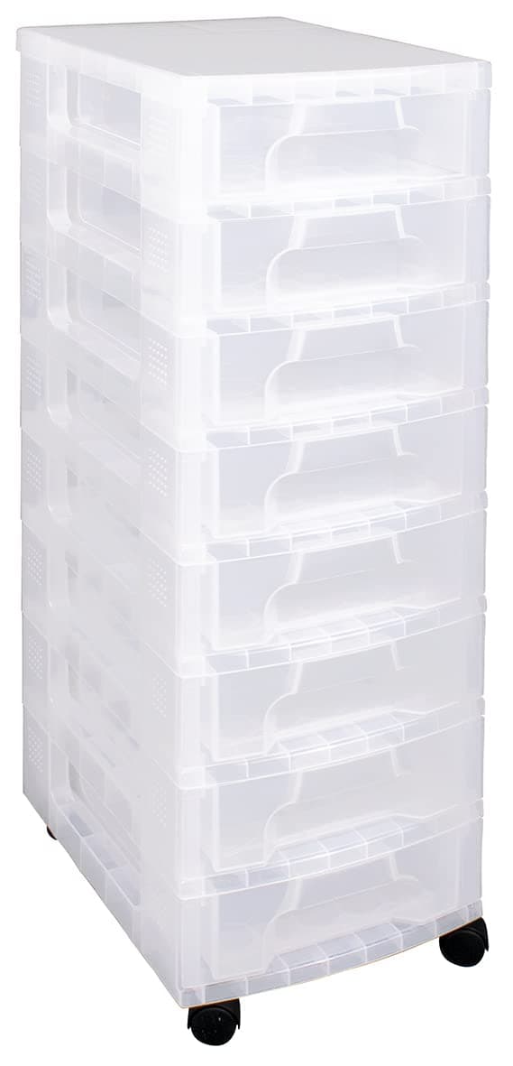 Really Useful 8 x 7L Plastic Storage Tower with Drawers Clear