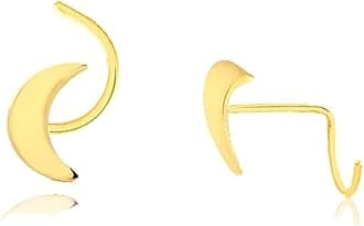 18k Solid Gold Nose Stud Screw Twist L Shaped Moon Piercing for Teens and Women