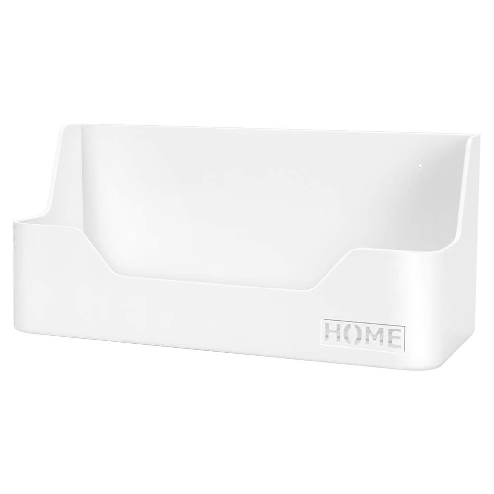 Bedside Shelf Organizer, White Plastic Wall Mounted Adhesive Storage Caddy Shelf Accessory for Phone, Remote, Earphone, Glasses | Home, Office, Dorm