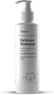 Traya Defence Shampoo | Cleansing Shampoo for Scalp Nourishment & Hair Health | Contains Biotin, Niacinamide, Piroctone Olamine & Anagain | Sulphate & Paraben Free Shampoo For Women & Men |180 ml