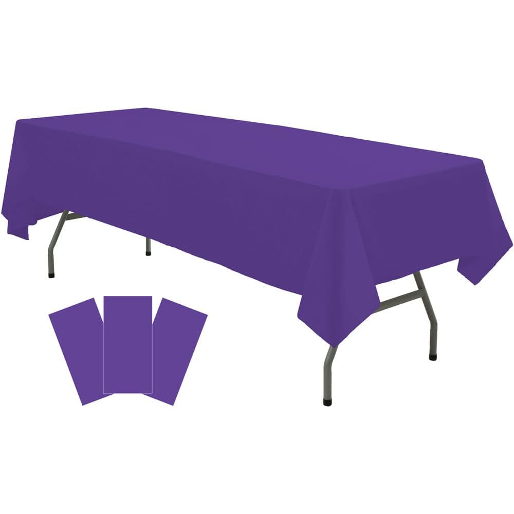 rebdng Plastic Purple Tablecloths 3 Pack Violet Disposable Table Covers 54" x 108" Table Cloths for Parties Unicorn Mermaid Gras Parties Birthdays Weddings, Fits 6 to 8 Foot Rectangle Tables