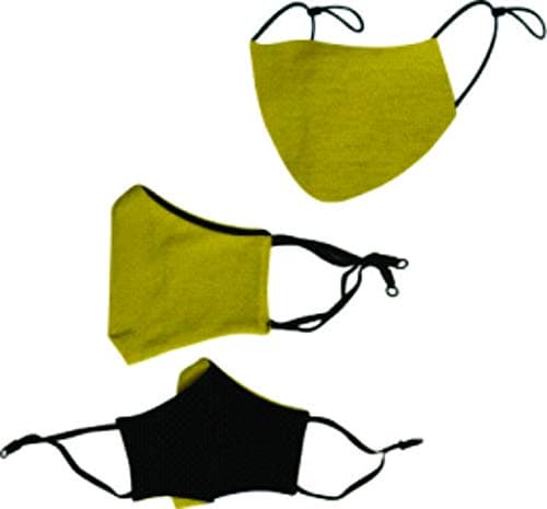 BYROCKThree Layer Cotton Cloth Face Mask (Yellow/Navy) (Pack of 1) (SK014_01)