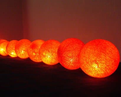 Orange Cotton Ball Patio Party String Lights (20/set)