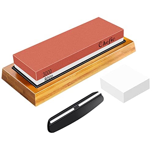 Chefic BearMoo Whetstone 2-in-1 Sharpening Stone 3000/8000 Grit Knife Sharpener Rubber Stone Waterstone, Holder Included