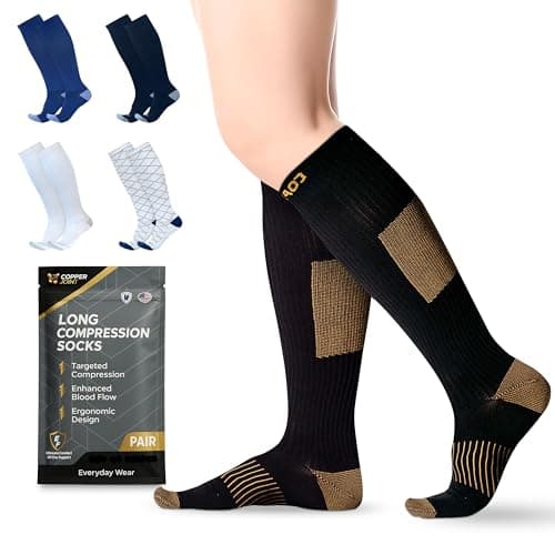 Copper Compression Socks for Women & Men - Helps Circulation, Reduces Swelling & Pain - Copper Infused Nylon by CopperJoint