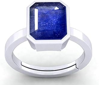 Natural Certified 4.25 Carat Original Unheated Untreatet Blue Sapphire (Neelam) 925 Sterling Silver Ring Octagon Shape for Men & Women's