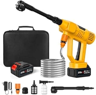 Cordless Pressure Washer, 65 Bar Cordless Power Washer with 1 x 3.0Ah Battery, 10-Level Pressure Adjustment, LCD Display, 6-in-1 Nozzle, 5 m Hose, Foam Sprayer, for Car and Garden