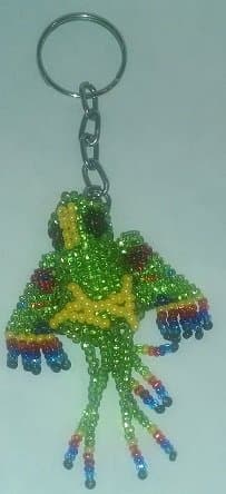 Guatemalan Handmade Beaded Parrot Keychain - Green