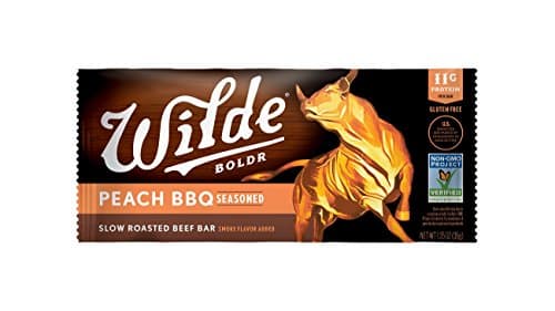 Wilde Brands 1.25 Ounce Slow Roasted Grass Fed Beef Bar, Peach Bbq, 15 Count (Pack of 15)