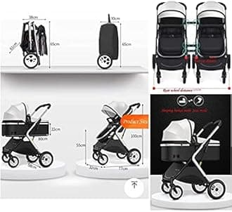 Twin Pushchair Stroller Double Infant Stroller,Baby Stroller Twins-Cozy Compact Twin Stroller,Twin Baby Pram Stroller,Double Seat Tandem Stroller with Tandem Seating (Color : Nero)