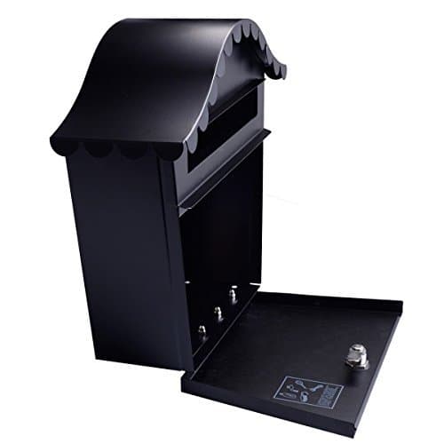 Wall Mount Black Mail Box w/ Retrieval Door & 2 Keys Steel MailBox New