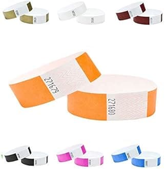Tyvek Wristbands 3/4 inch 100 Pack, Paper Like Bracelets Used for Events, Nightclubs, waterparks etc. Neon Orange