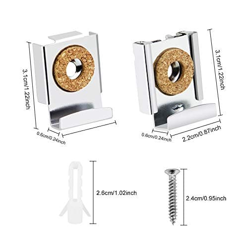 BUZIFU 8 PCS Mirror Hanger Spring Loaded Mirror Clips 2 Sets Frameless Mirror Glass Wall Hanging Fixing Kit Mirror Mounting Brackets with Rawl Plugs and Screws