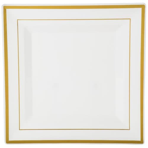 Fineline Settings Bone/Gold Square Splendor 10" Dinner Plates 10 Pcs