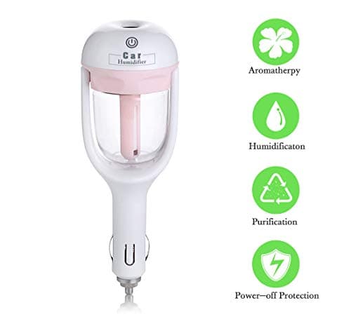 NANELER Car Humidifier Diffuser Portable Mini Aromatherapy Essential Oil Purifier Air Freshener Pink
