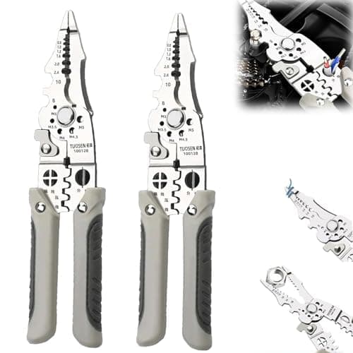 Dfcdcoo 2024 Multifunctional Wire Stripper Crimper Cable Cutter Pliers, Professional Electrical Wire Stripping Tool, Multipurpose Silver High Carbon Steel Wire Stripper (2PCS)