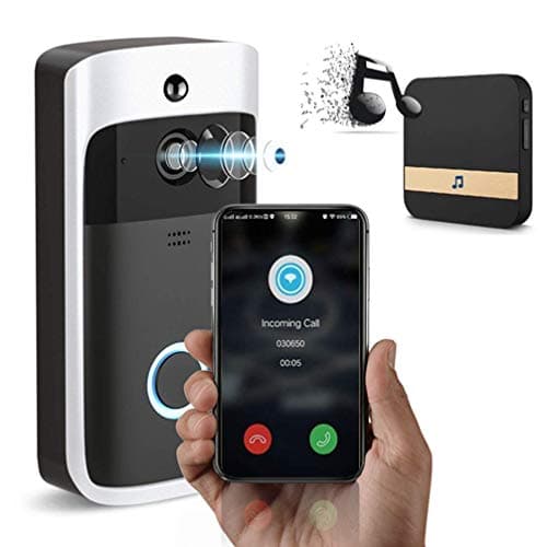 Smart Wireless WiFi Phone Door Bell Camera - Smart Video Intercom Ring Doorbell - Motion Detector, Night Vision - Includes Ding Dong Wireless Doorbell Chime Kit - Wired & Wireless Installation Options
