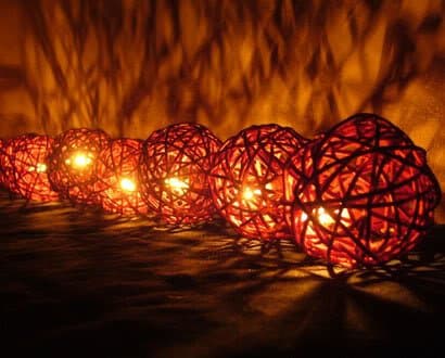 Brown Rattan Ball Patio Party String Lights (20/set)