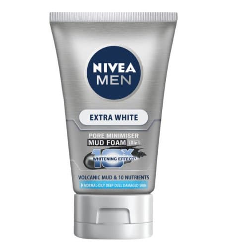 Nivea Men Extra White Pore Minimizer Volcanic Mud & 10 Nutrients Facial Foam 100g
