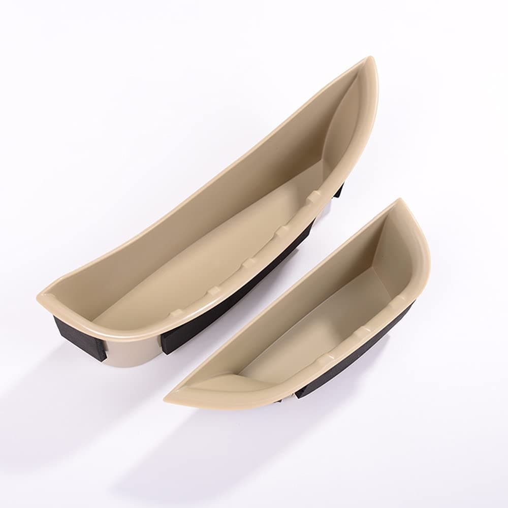 jalite 2pcs Front Door Handle Storage Box Tray Cards Container Phone Holder for Mercedes Benz C Class W205 GLC Class X253 2015-2019 Left Hand Drive (Beige)