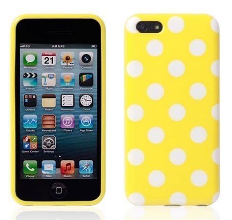 New Gel Polka Dot Soft TPU Back Cover Case for iPhone 5C Yellow/White