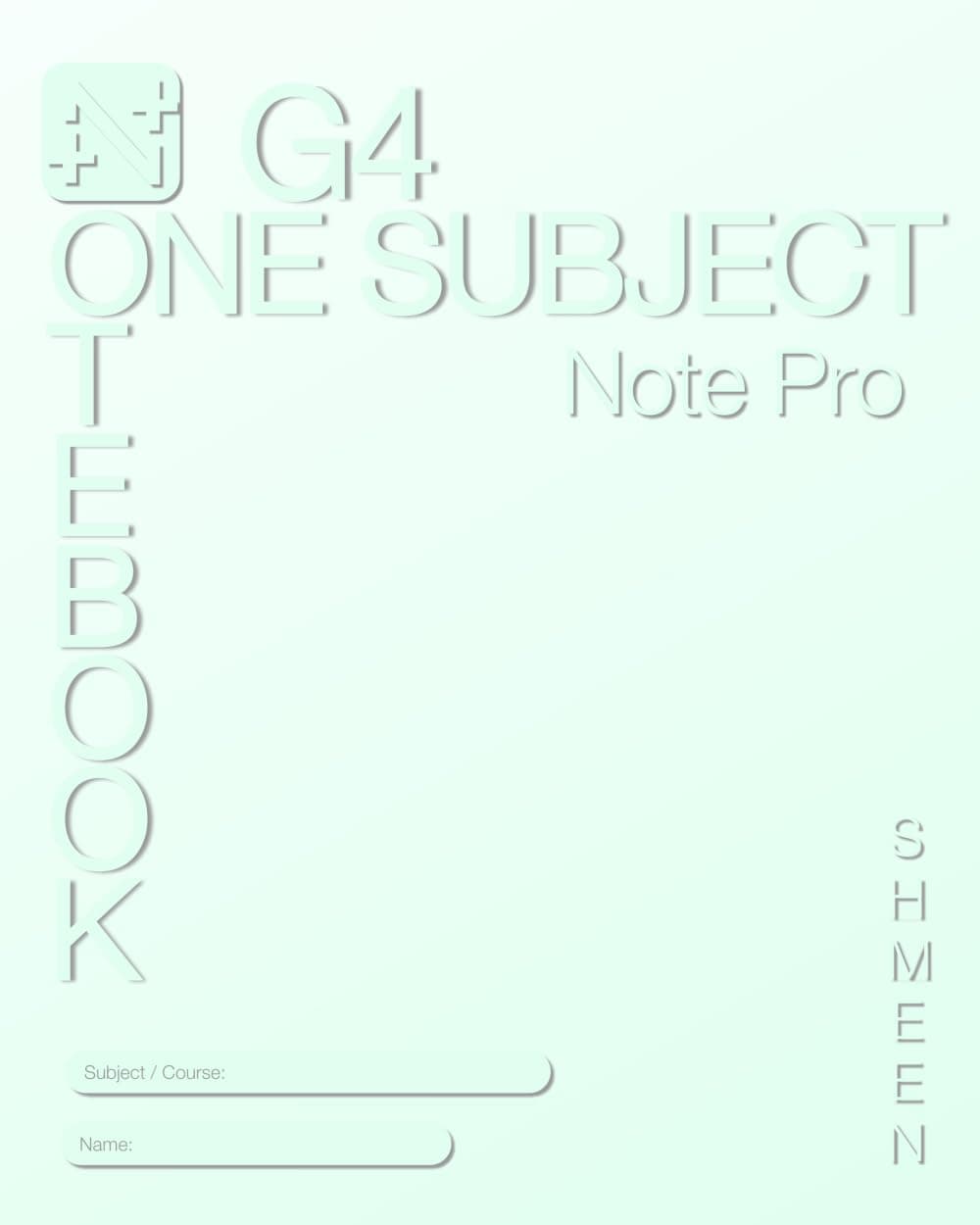 N+ G4, One Subject Notebook- Shmeen Theme, Note Pro (107 Pages)