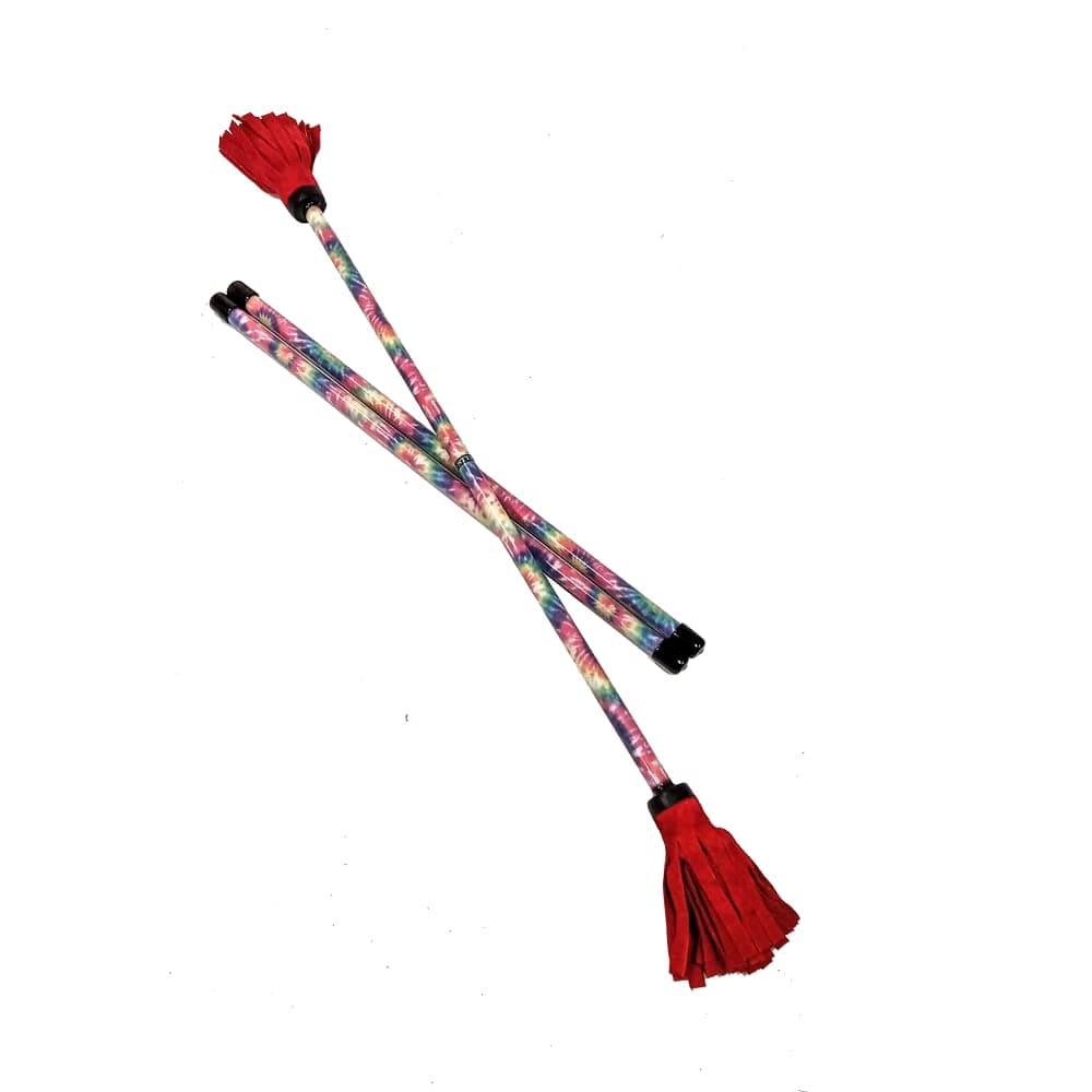 Juggling Flower Sticks - Professional Grade - Devil Sticks & 2 Hand Sticks - Suitable for All Levels - Hand Made & Ultra Sticky- Mosquito Size - Red Tie Dye