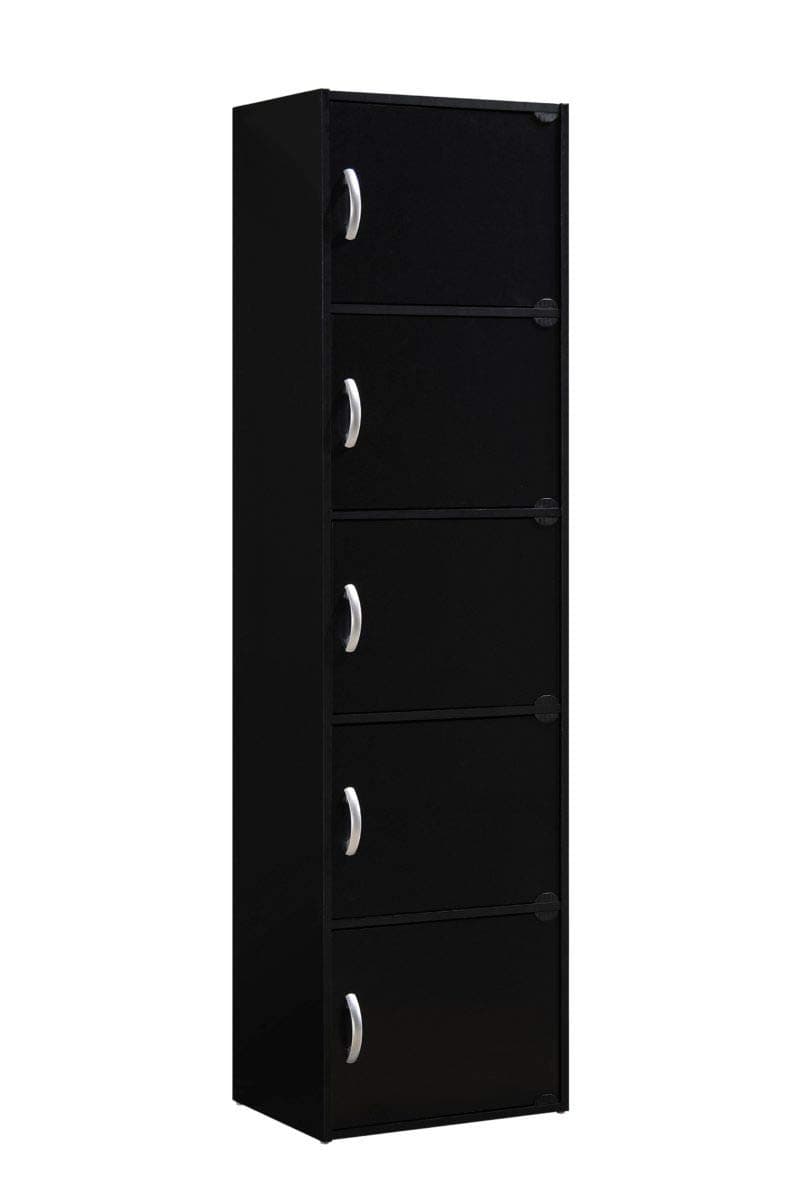 Hodedah Import Bookcase, Durable Shelf from Recycled Material, Multipurpose Unit for Books and Artful Materials, 30D x 40.4W x 150.1H cm, 19.96 Kgs, 5 Shelf, Black