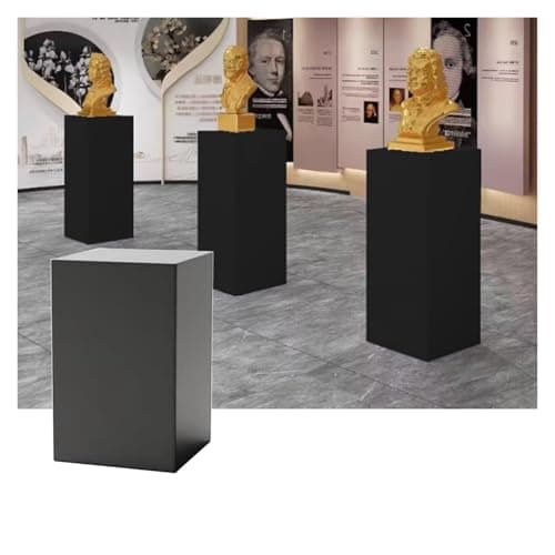 Square Pedestal Stands, Cube Pillars Event Decoration, Props Stand Base For Wedding Sculpture Dessert Table Showing, Strong Load-Bearing(Black,50x50x20cm)