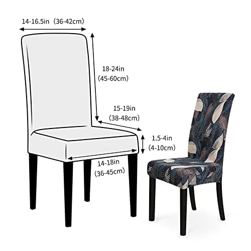 FORCHEER Pattern Stretch Chair Covers for Dining Room Set of 4,Printed Stretchable Dining Chair Slipcover Washable Removable for Kitchen,Hotel,Restaurant,Ceremony Universal Size(4PCS,Leaf)