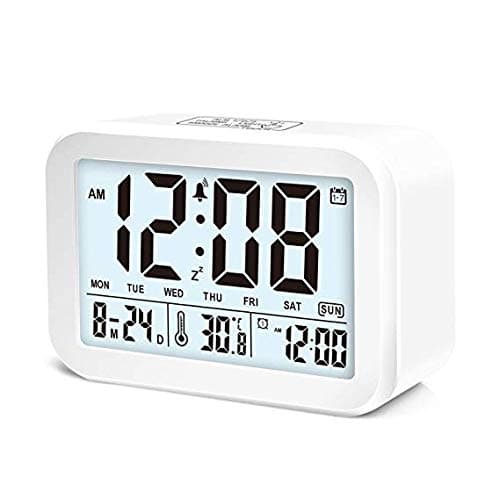 PansyDirect Alarm Clock, Wake-Up Light Digital LED Large Display Talking Alarm Clock Travel Alarm Clock with Time, Date, Temperature, 3 Alarms & 5 Ringtones and Snooze Function