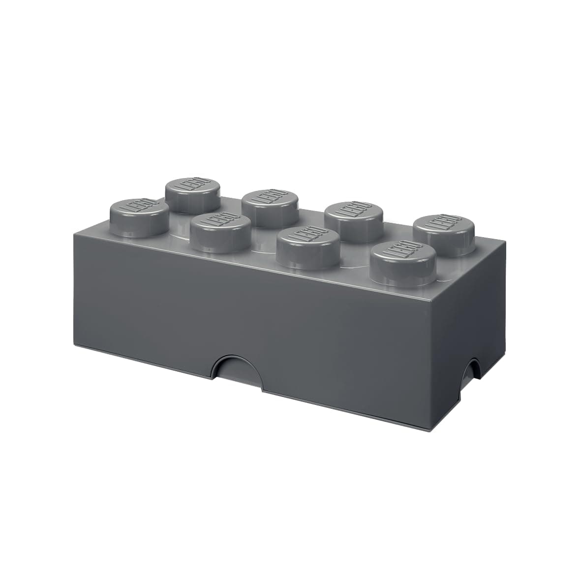 LEGO Storage Brick 8 Knobs DARK STONE GREY - Stackable Plastic Storage Box with Lid for Kids and Adults Desk Organizer and Toy Box - 12.1L Capacity