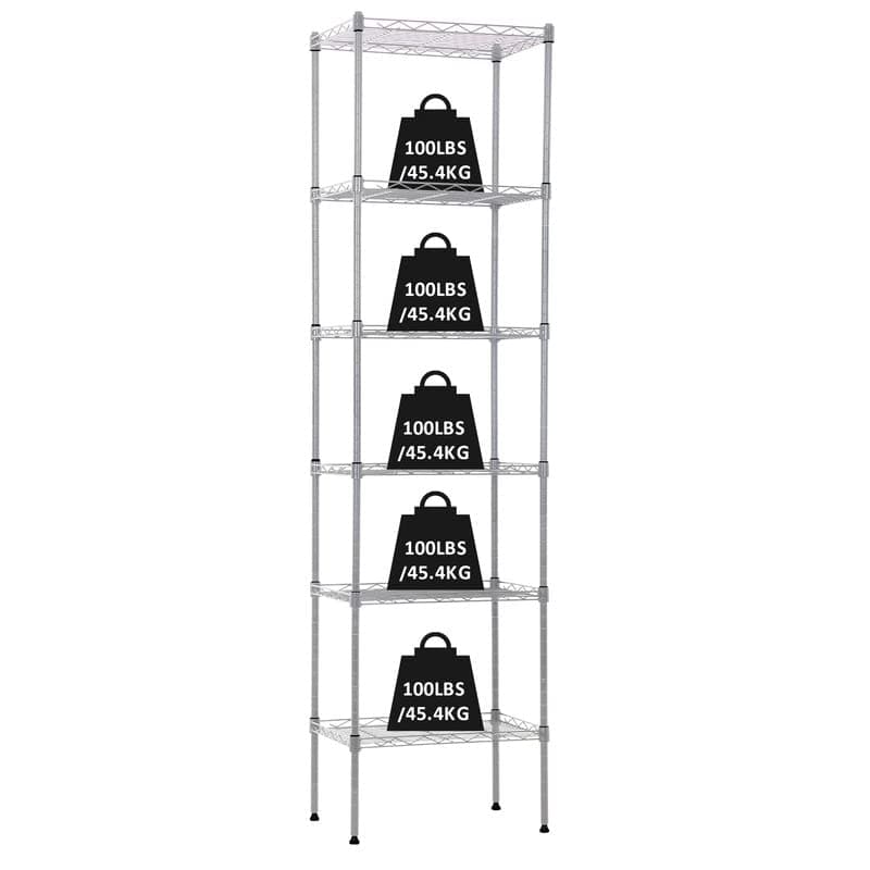 Actask 6-Shelf Shelving Unit with Height Adjustable Shelves and Adjustable Levelling Feet, Free Standing Shelves units for Storage with 6 Tier Wire Metal Rack - 600LBS (272KG) Max Weight, Chrome