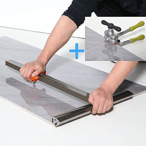 Professional Porcelain Manual Tile Cutter Tool Kit with Large Tile Cutter (can cut 48"),Power Pliers,3Pcs Cutting Blades and 3Pcs Cutting Wheels