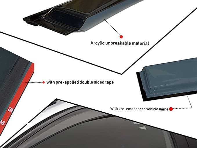 SOROO High end Car Rain Wind Door Visor Side Window Deflector Compatible for Duster.