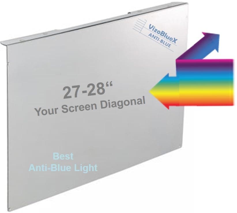 VizoBlueX 27-28 inch Anti-Blue Light Filter for Computer Monitor. Blue Light Monitor Screen Protector panel (24.8"x14.6") Fits LCD TV PC Mac Monitors