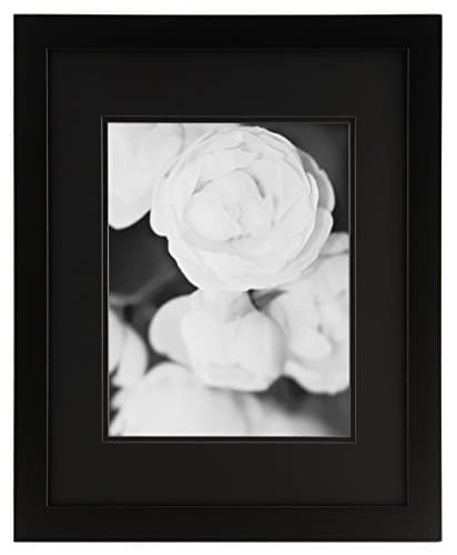 GALLERY SOLUTIONS 16x20 Flat Black Wall Picture Frame with Double Black Mat For 11x14 Image